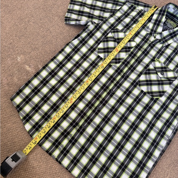 Dixxon Flannel Co. The Deuce Short Sleeve Plaid Shirt Mens Size L Green / White - Picture 5 of 8
